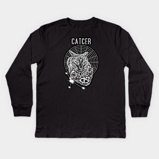 A zodiac cattery: Cancer - catcer Kids Long Sleeve T-Shirt